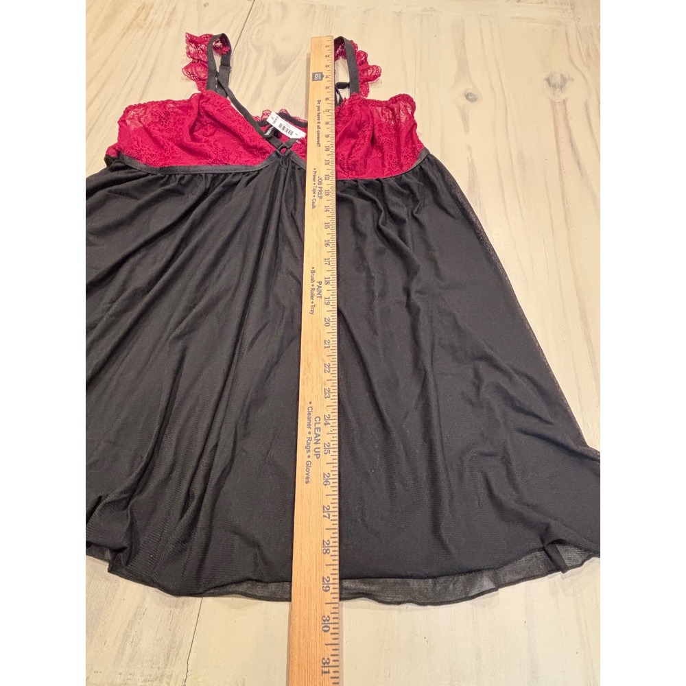 Torrid Curve Black Burgundy Red Lace Strappy Babydoll Lingerie Size 2 NWT - Picture 8 of 11
